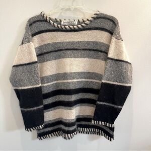 VTG Segue Sweater Stone canyon Women Sz M Silk Angora Blend Striped Long Sleeve